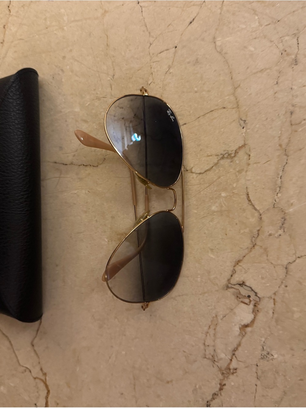 Ray-Ban Gold Frame Sunglasses with Dark Gradient Lenses